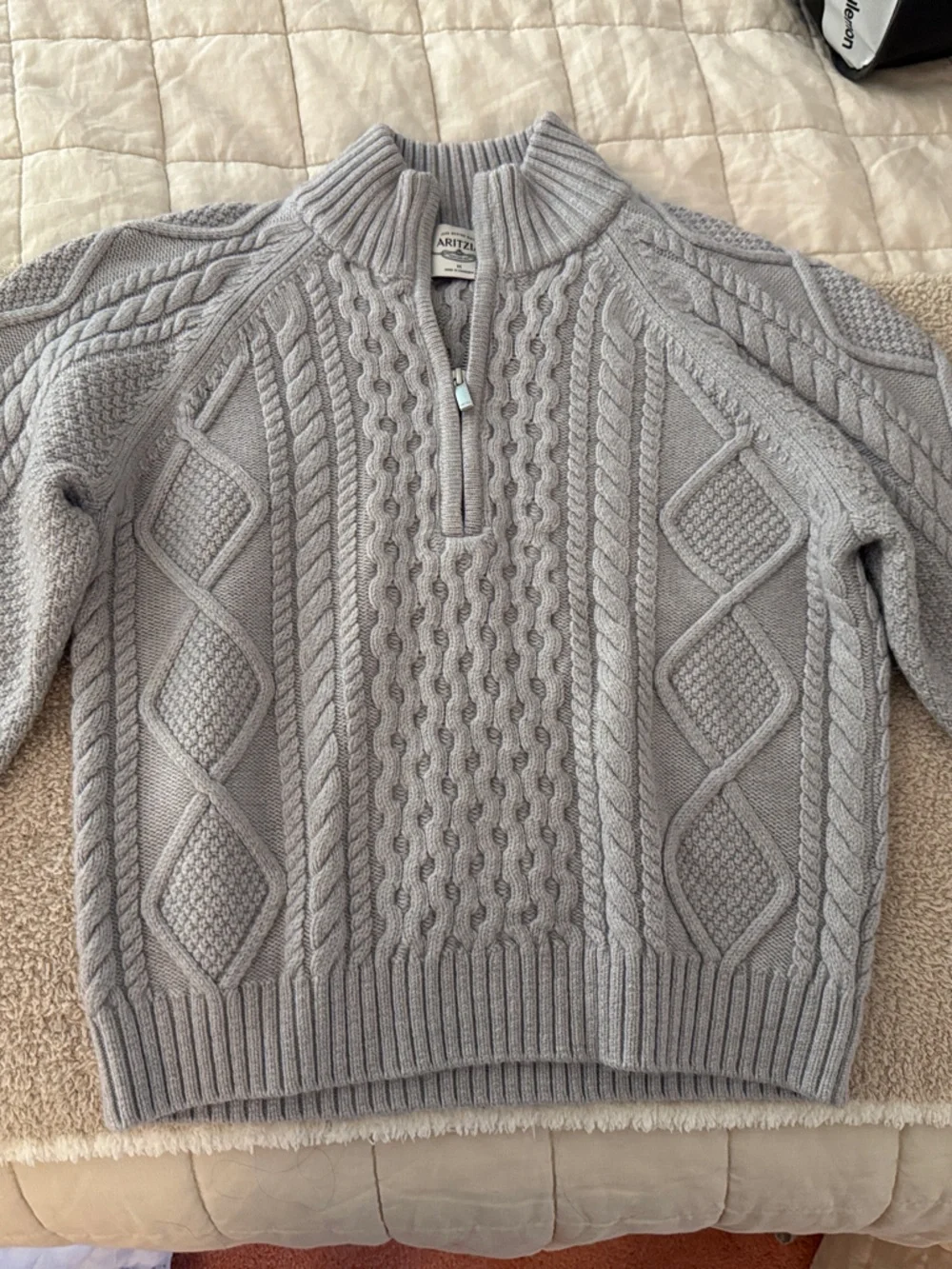 Aritzia Cable-Knit Merino Wool Mastery 1/4 Zip Sweater